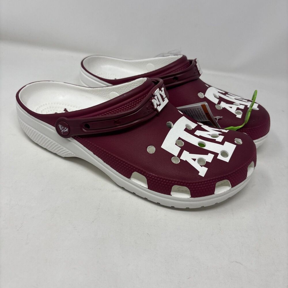 Crocs Texas A&M Aggies Classic Clogs Men’s 12 Maroon White NCAA NWT